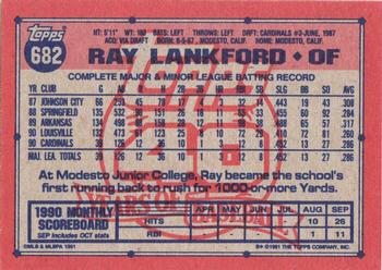 1991 Topps #682 Ray Lankford Back