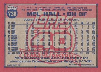 1991 Topps #738 Mel Hall Back