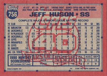 1991 Topps #756 Jeff Huson Back