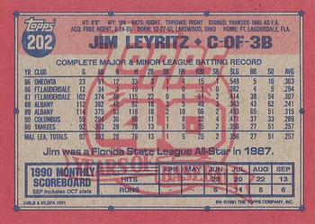 1991 Topps #202 Jim Leyritz Back
