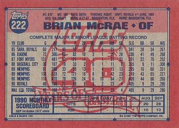 1991 Topps #222 Brian McRae Back