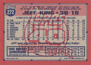 1991 Topps #272 Jeff King Back