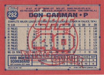 1991 Topps #282 Don Carman Back
