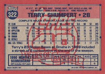 1991 Topps #322 Terry Shumpert Back