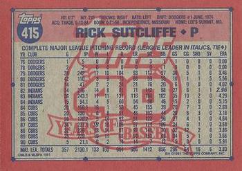 1991 Topps #415 Rick Sutcliffe Back