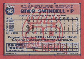 1991 Topps #445 Greg Swindell Back