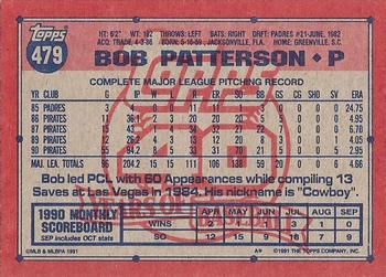 1991 Topps #479 Bob Patterson Back