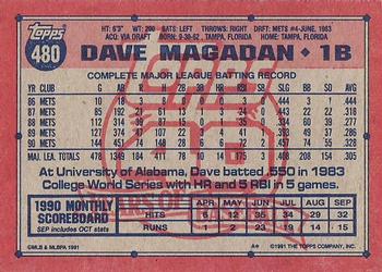1991 Topps #480 Dave Magadan Back