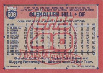 1991 Topps #509 Glenallen Hill Back