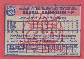 1991 Topps #524 Darrel Akerfelds Back
