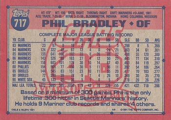 1991 Topps #717 Phil Bradley Back