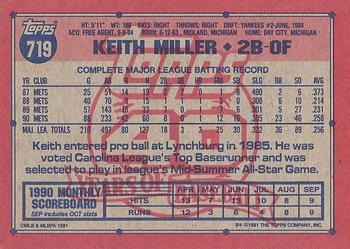 1991 Topps #719 Keith Miller Back