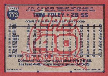 1991 Topps #773 Tom Foley Back