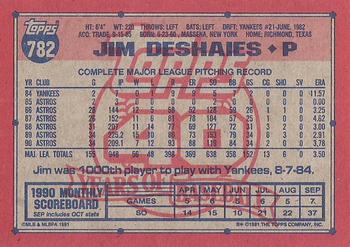 1991 Topps #782 Jim Deshaies Back