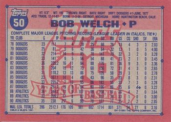 1991 Topps #50 Bob Welch Back