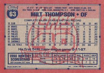 1991 Topps #63 Milt Thompson Back