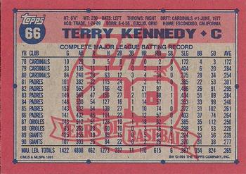 1991 Topps #66 Terry Kennedy Back