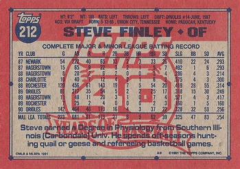1991 Topps #212 Steve Finley Back
