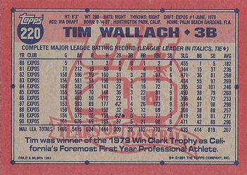 1991 Topps #220 Tim Wallach Back