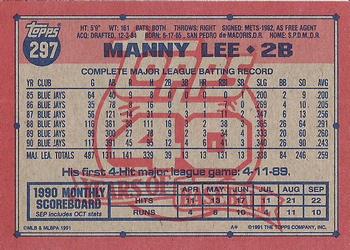 1991 Topps #297 Manny Lee Back