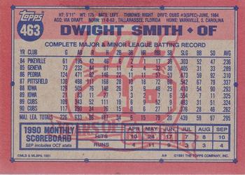 1991 Topps #463 Dwight Smith Back