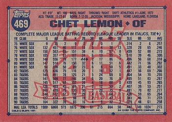 1991 Topps #469 Chet Lemon Back