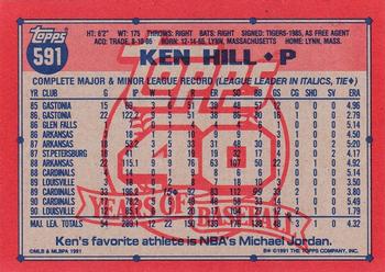 1991 Topps #591 Ken Hill Back