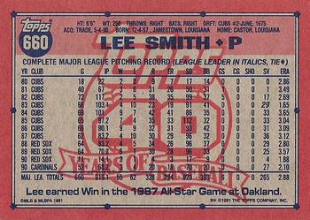 1991 Topps #660 Lee Smith Back