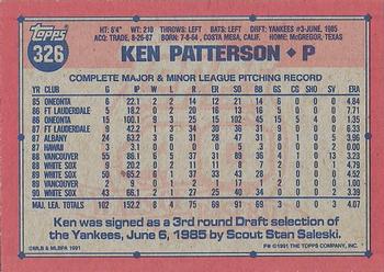 1991 Topps #326 Ken Patterson Back