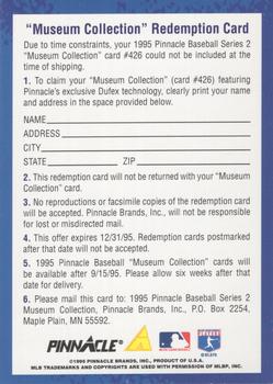 1995 Pinnacle - Museum Collection Redemptions #NNO Card #426 Back