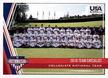 2018 Panini USA Baseball Stars & Stripes #1 USA Baseball Collegiate National Team Front