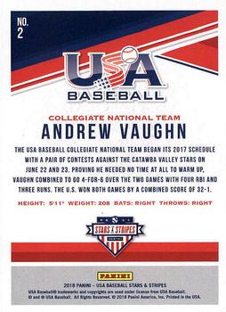 2018 Panini USA Baseball Stars & Stripes #2 Andrew Vaughn Back