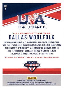 2018 Panini USA Baseball Stars & Stripes #7 Dallas Woolfolk Back