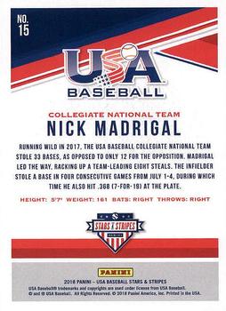 2018 Panini USA Baseball Stars & Stripes #15 Nick Madrigal Back