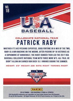 2018 Panini USA Baseball Stars & Stripes #18 Patrick Raby Back