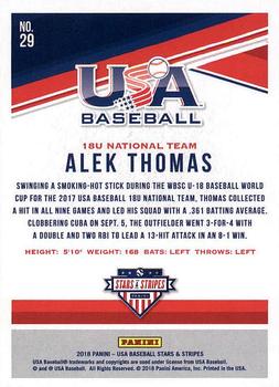 2018 Panini USA Baseball Stars & Stripes #29 Alek Thomas Back