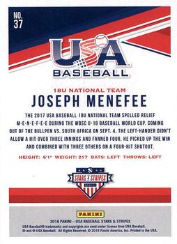 2018 Panini USA Baseball Stars & Stripes #37 Joseph Menefee Back