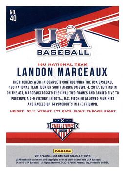 2018 Panini USA Baseball Stars & Stripes #40 Landon Marceaux Back