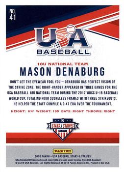 2018 Panini USA Baseball Stars & Stripes #41 Mason Denaburg Back