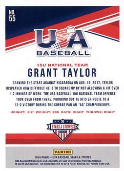 2018 Panini USA Baseball Stars & Stripes #55 Grant Taylor Back