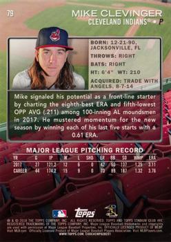 2018 Stadium Club #79 Mike Clevinger Back