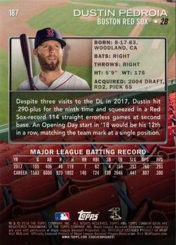 2018 Stadium Club #187 Dustin Pedroia Back