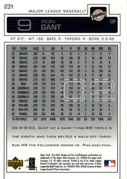 2003 Upper Deck First Pitch #231 Ron Gant Back
