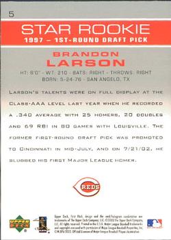 2003 Upper Deck First Pitch #5 Brandon Larson Back