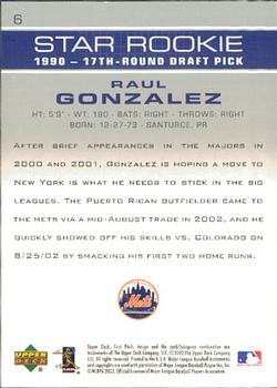 2003 Upper Deck First Pitch #6 Raul Gonzalez Back