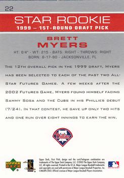 2003 Upper Deck First Pitch #22 Brett Myers Back