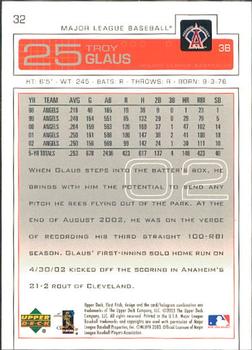 2003 Upper Deck First Pitch #32 Troy Glaus Back