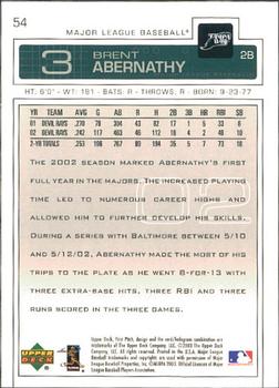 2003 Upper Deck First Pitch #54 Brent Abernathy Back