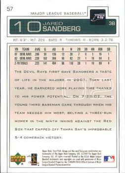 2003 Upper Deck First Pitch #57 Jared Sandberg Back