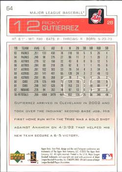 2003 Upper Deck First Pitch #64 Ricky Gutierrez Back